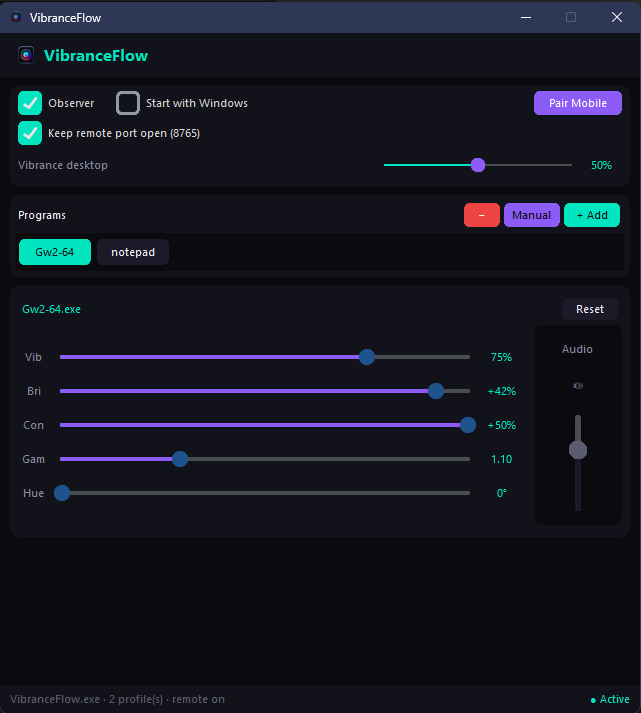 VibranceFlow Core Main Window